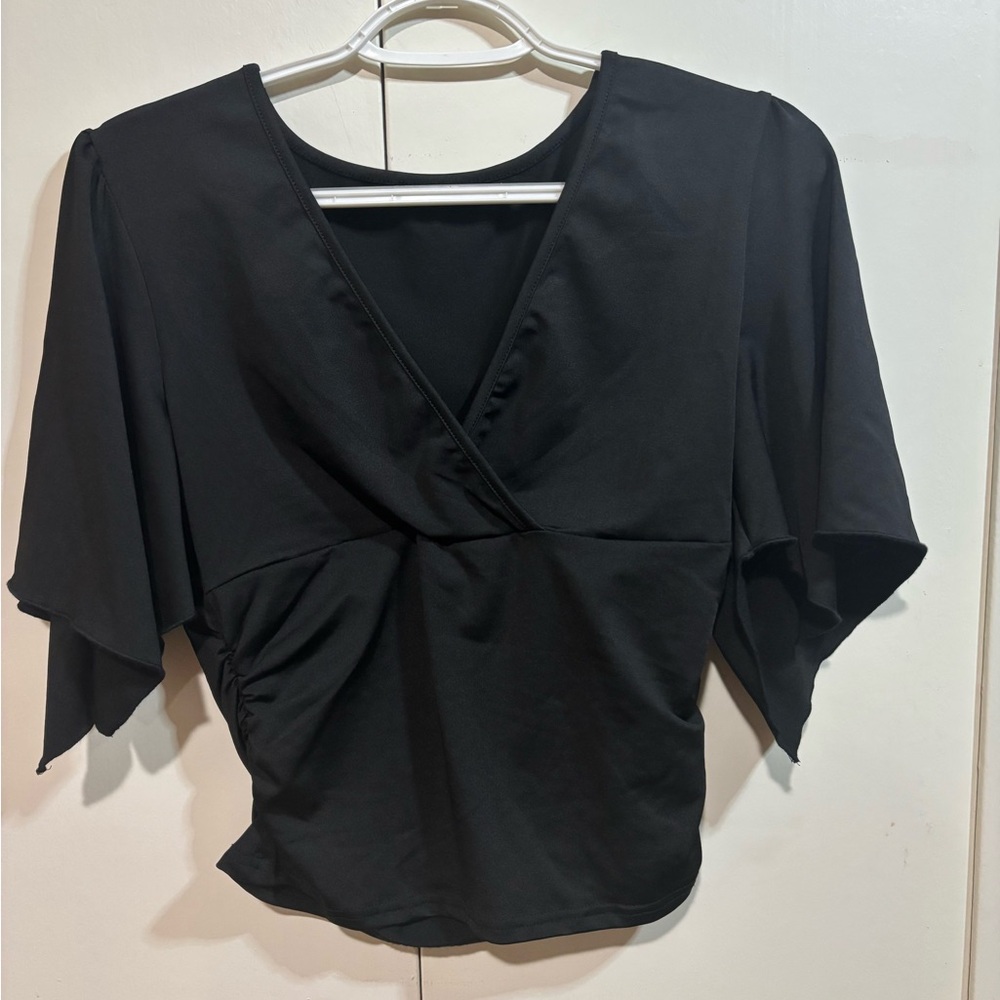SHEIN Black V-Neck Blouse